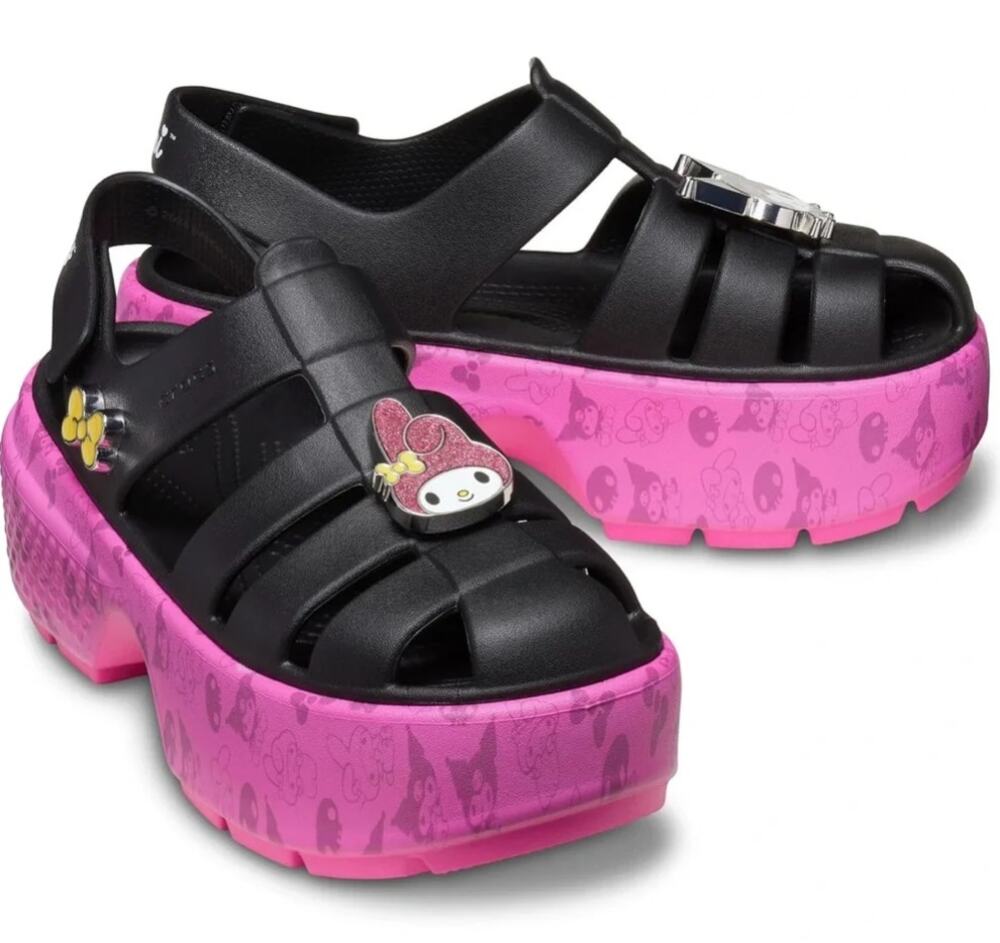 Crocs Sanrio Hello Kitty Kuromi My Melody Stomp Sandals Black Pink M8 W10